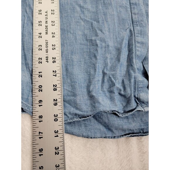 Lands End Womens Chambray Button-Front Tunic Top 1X 16W-18W Long Sleeve Blue - Picture 8 of 8